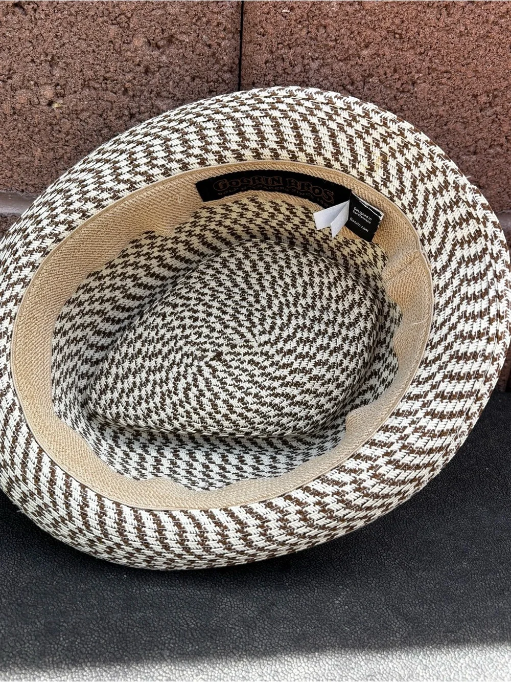 Goorin Bros Fedora Straw Hat Cap Beige Gold White Tan Brown Men's Medium - Picture 6 of 7